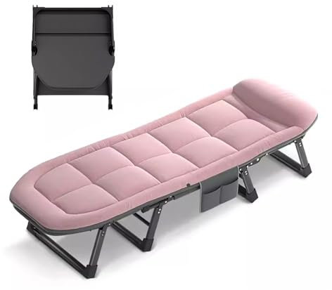 Feldbett Klappbar mit Matratze Tragfähigkeit 160kg Starke Dickere Rohre, Reisebett Erwachsene Klappbar mit Seitentasche Feldbetten für Camping, Outdoor, Indoor(65x200CM)