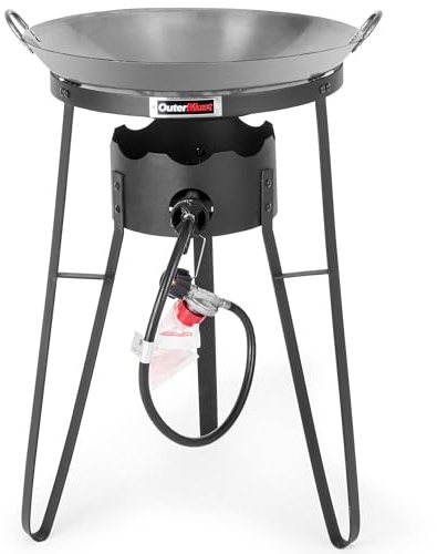 OuterMust Grand wok d'extérieur avec brûleur au propane de 54 000 BTU, wok robuste avec poignées