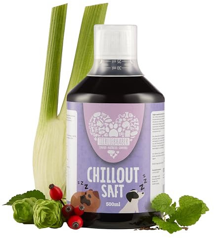 TIERLIEBHABER - Chillout Saft für Hunde zur Beruhigung bei Angst und Stress an Silvester – 100% natürliches Beruhigungsmittel für Hunde – Anti-Stress Saft mit Baldrianwurzel, Lavendel & Johanniskraut