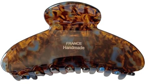 Wenlly large tortoise shell claw clip, 4.1 Inch cellulose acetate hair claw clips, marble non-slip strong hair hold barrettes for women and girls, brown