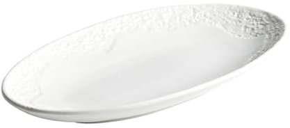 KNUFENG White Ceramic Fish Plate, 10 to 14 Inch Oval Dinner Plate, for Steamed Fish Dessert Sushi, Serving Plates, Modern Style, Microwave Dishwasher Safe(Size:35.5 * 18.5 * 3.5CM,Color:White)