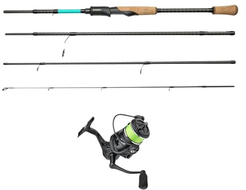 Fishing-King Tackle Angelcombo Zander/Hecht | Spinnrute 2,55 m und 20-80 g | Spinnrolle 4000 mit geflochtener Schnur