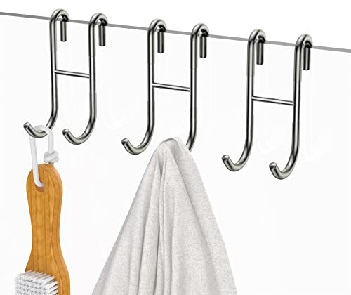 COFTCLMOMT 3 Stück Duschhaken, Handtuchhaken für Badezimmer, Dusche Glastür Haken, für Glasduschwand Handtuchhalter sowie Halterung für Duschabzieher für Glasstärken ≤ 10mm & 30mm (Silber)
