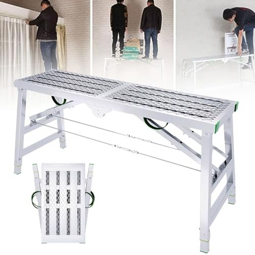 Échelle d'échafaudage pliable multifonction – Plate-forme de travail réglable en acier et tour d'échafaudage portable pour le nettoyage des camping-cars, la peinture des murs hauts et la décoration de