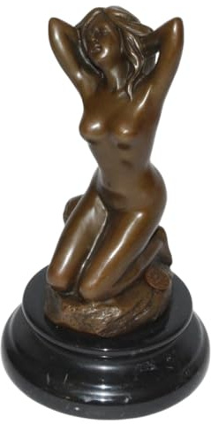 Elegante Bronzefigur – Kniende Aktfrau auf Sockel Höhe 21 cm Ästhetische Deko & Erotik-Skulptur