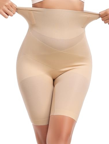 Vlazom Braguitas Moldeadores para Mujer - Pantalones de Control Postparto con Cintura Alta, Efecto Levantacola y Reductor de Abdomen(3XL,Blanco)