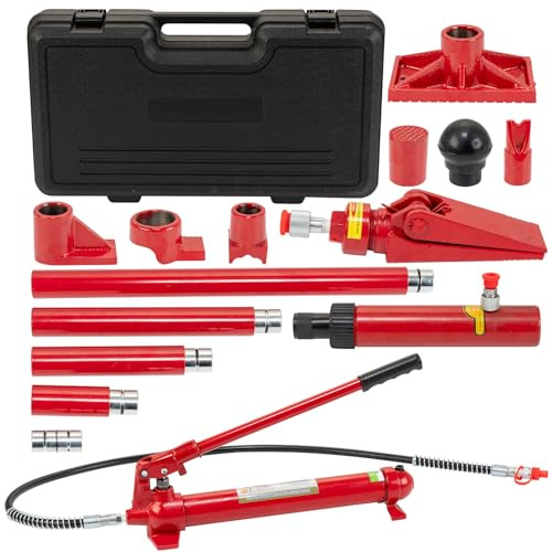 ‌12-Ton Heavy Duty Porta Power Hydraulic Jack Kit, Professional Hydraulic Ram Pump System with 55-Inch/1.4m Oil Hose, Portable Storage Case for Trucks, Tractors, Auto Repair