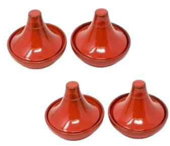 Verano Spanish Ceramics Selena Glaze Hand Dipped Serving Small Mini Tagine Dipping Tapas Dish Snack Food Bowl - Set of 4-10cm x 8cm in Red