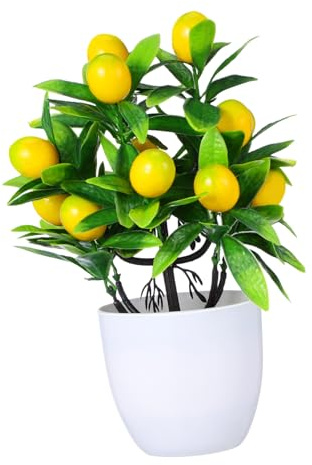 EXAOMBLE Plante Artificielle Citronnier Décoratif Pot Décoration Intérieure pour Bureau et Maison pour Amateurs de Plantes avec Pot