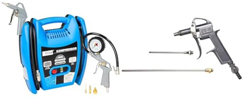 Güde Kompressor Airpower 180/08 (1100 W, 8 bar, eff. Liefermenge 140 l/min, inkl. Zubehör) & Güde Druckluft-Ausblaspistole 3-tlg. (Alu-Druckguss, IG 1/4, max. 8 bar, 3 Düsen 25/100 / 200 mm)