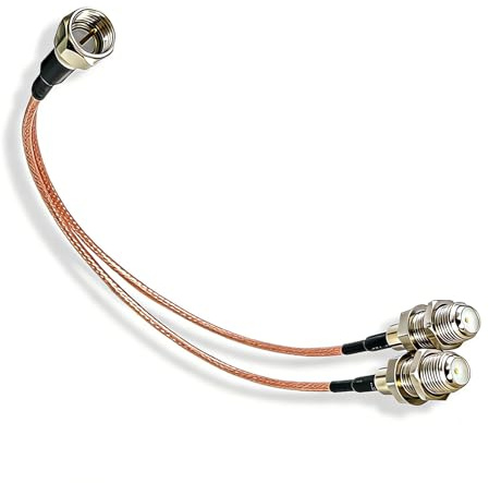 SEYUGOPTI F-Type RG6 Splitter Coax Cable, 75Ohm F Male to F Dual Female Splitter Combiner for TV Antenna, 3 Way RG316 Coax Splitter Cable with Channel Reception, 20cm/7.87in