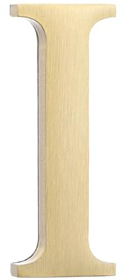 sourcing map 1.8 Inch House Letter, Brass Self-adhesive Mailbox Door Plaque, Brushed Finish Outdoor Address Sign for Office Hotel Apartments, Garden (Letter I, Gold Tone)