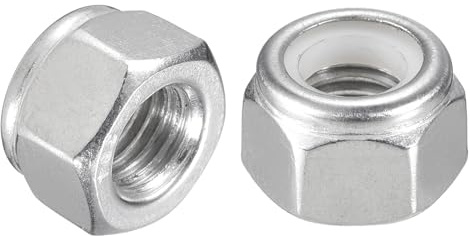 QUARKZMAN 10Pcs Dadi Esagonali Autobloccanti Con Inserto In Nylon 5/16-24, Acciaio Inossidabile 304 Dadi Autofrenanti Con Inserto In Nylon Per Elementi Di Fissaggio, Argento&Bianco