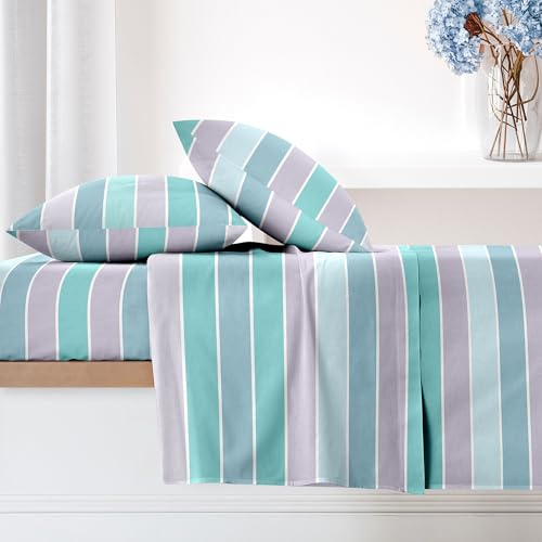 Ruggeri - Completo Letto - 100% Cotone di Alta Qualità Morbido e Traspirante | 2 Federe + 1 Lenzuolo con Angoli + 1 Lenzuolo Sopra | Collezione Everyday (Color Lines, Matrimoniale)