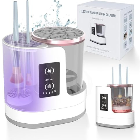 Electric Make Up Brush Cleaner, 3 in 1 Multifunction Automatic Makeup Brush Cleaner with Makeup Brush Dryer-Holder, USB Cosmetic Brushes Cleaner Tool for All Beauty Makeup Brush Set (Air-Drying)