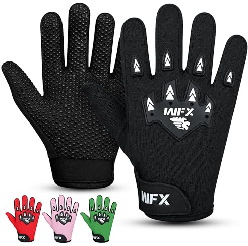 WFX Kids Bike Gloves for Young Riders, Protective Motocross Gloves with Secure Grip, Essential Dirt Bike, BMX & MTB Gloves for Kids (Black, L (8-10 Years) Kid)