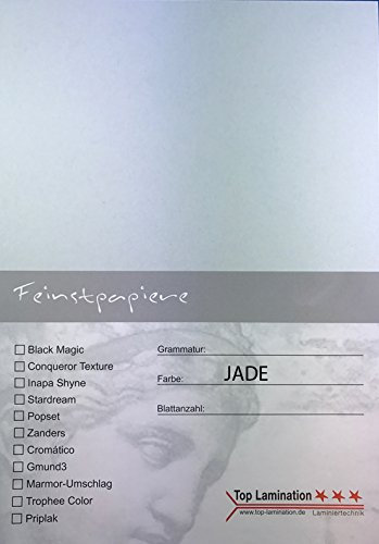 100 Blatt PU DIN A4 jade grün schimmerndes Papier 290g/m² von Top Lamination - komplett durchgefärbt