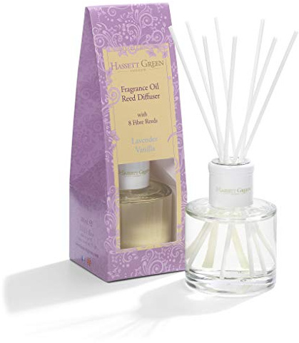 Hassett Green London - Lavender Vanilla - Fragrance Oil Reed Diffuser - 100ml Glass Bottle with 8 Fibre Reeds