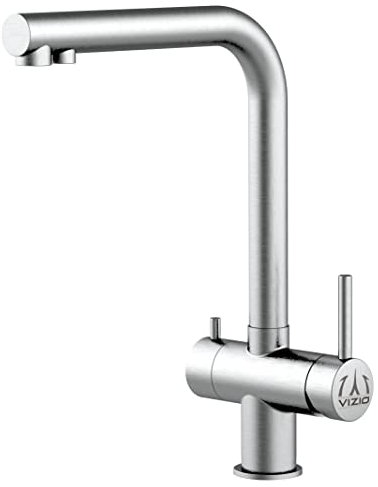 Rubinetto miscelatore cucina fontana lavello tre vie cucina in acciaio inox spazzolato chirurgico AISI 316 - canna girevole per utilizzo con filtro depuratore
