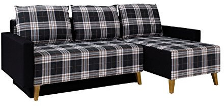 Elegante Ecksofa Memone, Eckcouch mit Bettkasten und Schlaffunktion, freistehendes Ecksofa, Polstergarnitur, Polstersofa, Wohnlandschaft (Gomez 12 + Lobox 05)