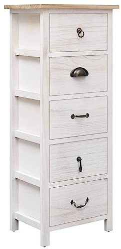 vidaXL Paulownia Holz Beistellschrank mit 5 Schubladen Nachtschrank Schubladenschrank Kommode Nachttisch Flurschrank Telefontisch 35x25x87cm