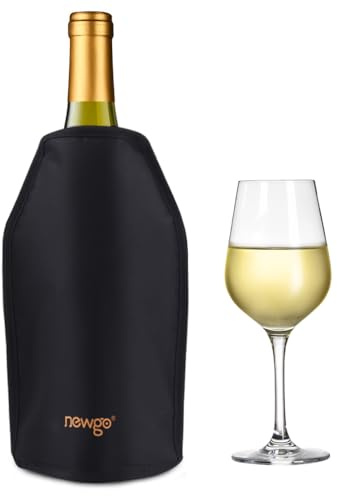 NEWGO Wine Cooler Sleeve, Reusable Portable Wine Cooler | Rapid Cooling Insulator Bottle Chiller for Champagne Burt White Red Wine, Beer - Black