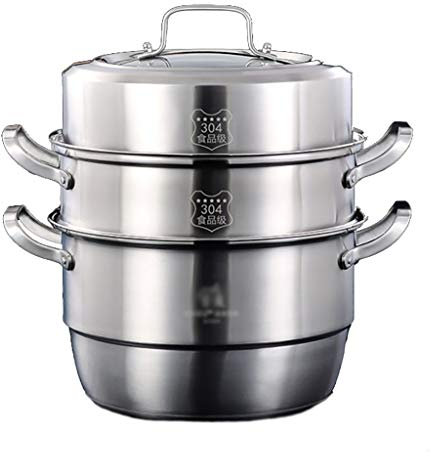 Acciaio inossidabile 304 Steamer/POT della minestra a 3 strati for uso domestico con 32 centimetri Steamer ispessita Adatto a gas/piano cottura a induzione Adatto for 5-8 persone