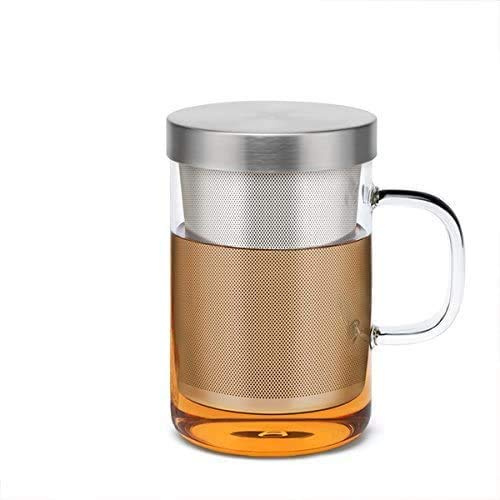Victory-eu Glass Tea Cup Mug, Tea Glass Heat Resistant Borosilicate Glass Food Grade Infuser Filter Stainless Steel Lid, Suitable for Home or Office（500ml）