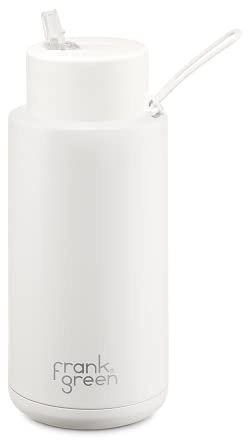 frank green Botella de agua aislada para bebidas frías o calientes, botella de agua de metal de 34 onzas con tapa con popote, aislamiento cerámico, acero inoxidable, vacío de triple pared, color
