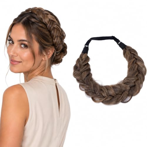 CAISHA Zopf Haarteil Haarband Stirnband Haarschmuck Geflochten Hellbraun Blond Mix HZ205