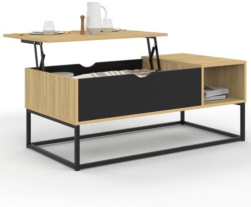 IDMarket - Mesa auxiliar Boston con contenedor de diseño industrial