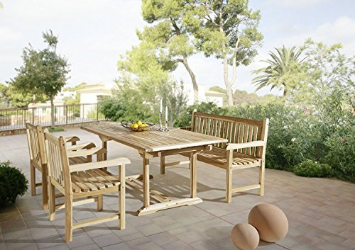 SAM 4tlg. Gartengruppe Kuba, Gartentisch + 2 Sessel Caracas + Bank