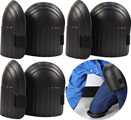 BEOIUCZZY 3 Paar Knieschützer für Haus und Garten, Leichtes Wasserdichtes Kniepolster aus EVA-Schaumstoff mit Anpassbaren Riemen für Gartenarbeit, Hausreinigung, Bauarbeiten, Schwarz