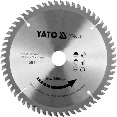 Yato Kreissägeblatt - Ø 160mm x 20mm - 60T - Für Holz