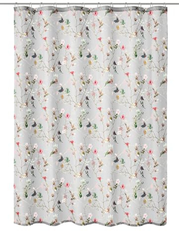 Kleine Wolke Duschvorhang Textil Flores Multicolor 180 x 200 cm | OEKO-TEX zertifiziert, wasserabweisend, verstärkte Ösen, mit Beschwerungsband, weiches Textilgewebe, maschinenwaschbar