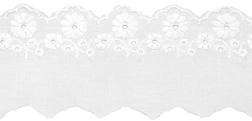 xingmo 4 m Weiß gewellter Spitzenbesatz, Baumwolle Rüschen Stickerei gewellter Spitzenbesatz Stoff zum Nähen, Kleidung, Kragen, Breite 5cm