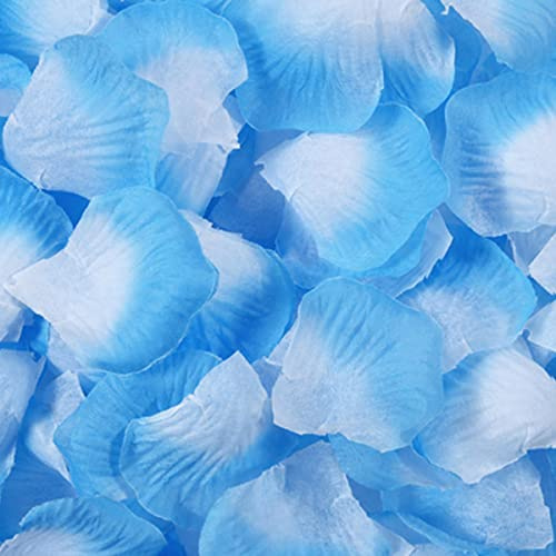 Haobase 2000 petali di rosa artificiali, petali di rosa finti per San Valentino, proposte, matrimoni, decorazione da spargere sulla tavola (blu + bianco)