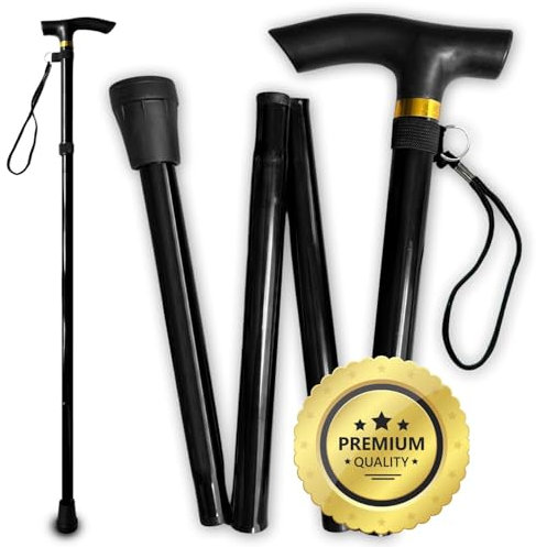 OrtoPrime Gehstock Klappbar und Höhenverstellbar – Leichter Faltbarer Gehstock Aluminium für Senioren - Gehstock's Herren & Gehstock's Damen – Gehhilfe Faltbar Reise Walking Stick