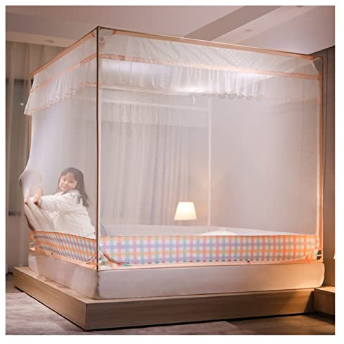 BUJOG Großes Moskitonetz für einzelne Kingsize-Betten, geräumiges Baldachin, extra breit und lang, für den Innen- und Außenbereich, ideales Reisenetz (Farbe: D, Größe: 1,8 x 2,0 m)