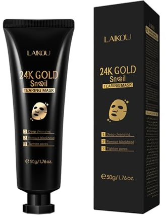 BHUEHSS – Masque Peel Off au collagène d'escargot, Or 24K, élimine Les Points Noirs, raffermissant, contrôle du sébum, Soins pour la Peau du Visage, Nettoyage en Profondeur
