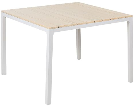 Gartentisch für 4 Personen 95 x 95 cm Aluminium weiß Kunstholz beige Prato