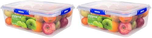 Sistema KLIP IT PLUS Récipient de conservation alimentaire | Forme rectangulaire7,5 litres | Boîte alimentaire empilable et hermétique compatible réfrigérateur/congélateur | Plastique sans BPA