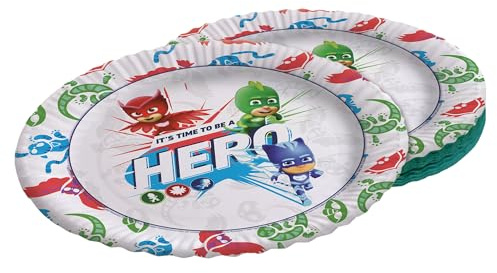 Party Factory `PJ Masks´ 8x Pappteller, Einwegteller bunt, Ø23cm, Partyteller zum Kindergeburtstag, Mottoparty
