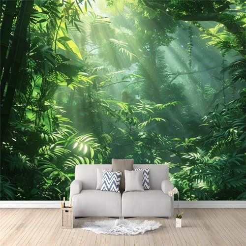 Art Carta Da Parati Fotomurale 400 x 280 cm Sunshine Forest Fotomurali Camera Da Letto Ufficio Soggiorno Decorazione Muro Murales Green Plants Fotomurale
