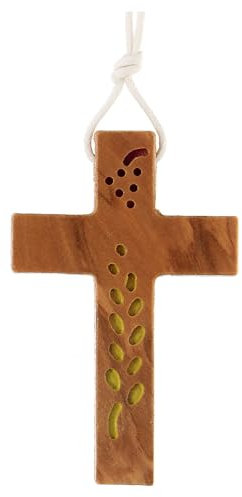 Croce spiga e grappolo UVA Legno d'olivo 8x5 cm