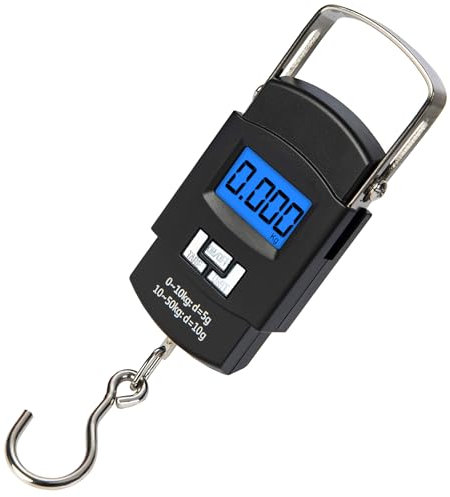 50kg Digital Luggage Scale – Portable Luggage Weight Scale with Backlit LCD & TARE Function – Travel Suitcase Weighing Scales with Foldable Grip & Hook for Accurate Baggage Measurement