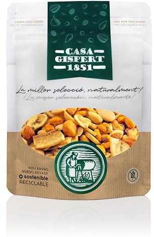 Casa Gispert - Cóctel de Frutos Secos con Plátano Deshidratado - Sin Gluten, Vegano - 300 gr