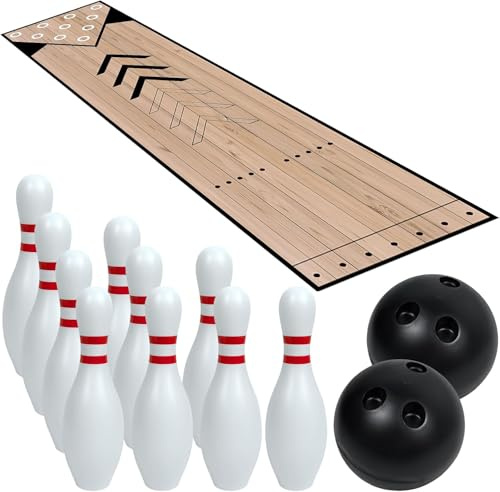 Mini jeu de bowling pour intérieur et extérieur avec piste, quilles de bowling et balle, ensemble complet pour la famille et les amis