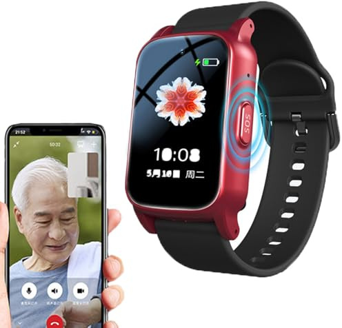 Vcyex Nödsamtalsklockor för seniorer intelligent armband för seniorer SOS nödsamtalsarmband, nödknapp för seniorer, tracker smartwatch med falldetektering, lämplig för äldre