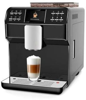7LiuYueFei6 Macchina per caffè Espresso Completamente Automatica con macinacaffè Integrato, cappuccinatore Professionale, Uso Commerciale/Domestico, Bianco/Nero